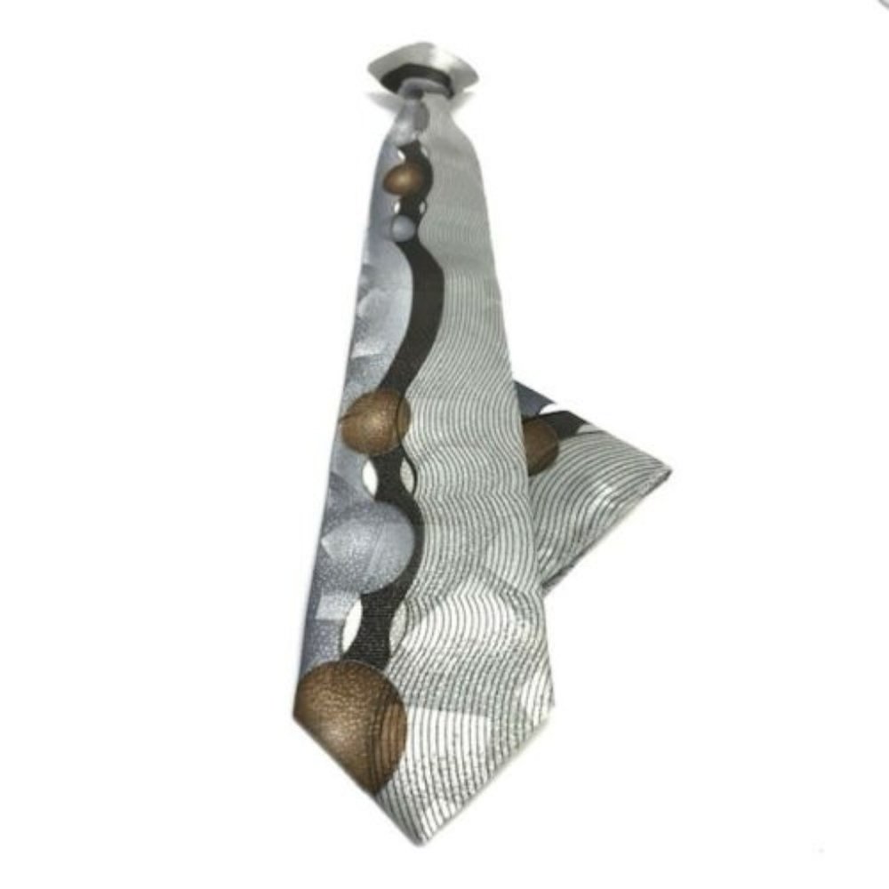 Daniel Ellissa Boys Gray Brown Clip-on Tie Set